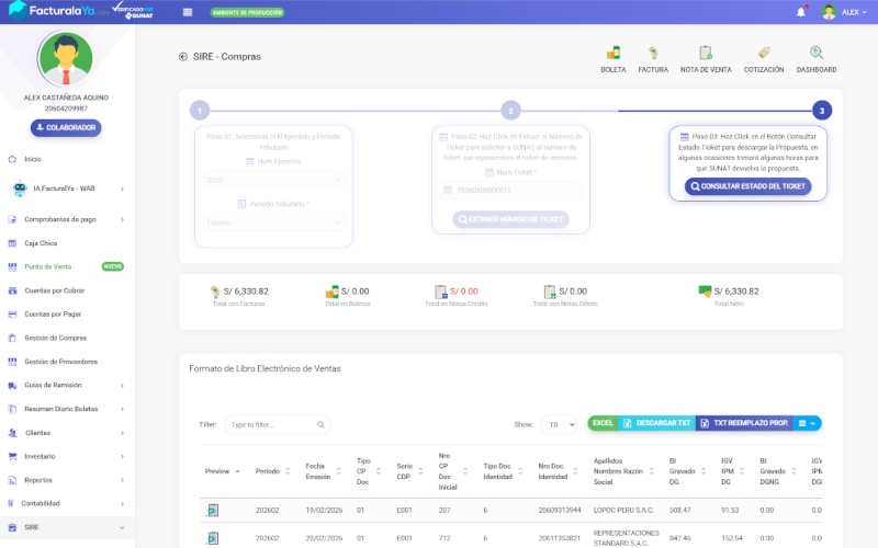 Módulo de Libros Electrónicos y SIRE FacturalaYa V9